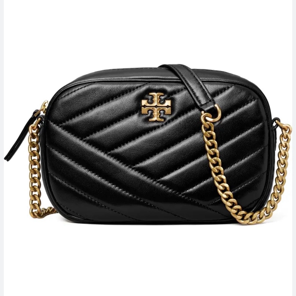 Tory Burch Quilted Black Crossbody with Gold Accents